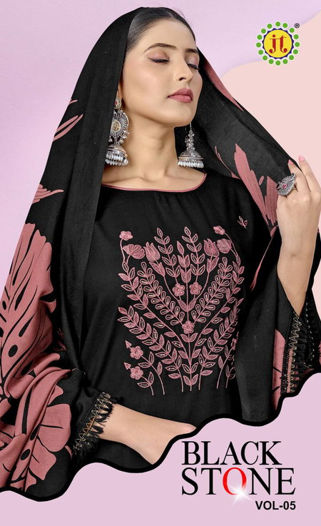 Black Stone Vol 5 By Jt Rayon Embroidery Dress Material Wholesale Clothing Distributors In India